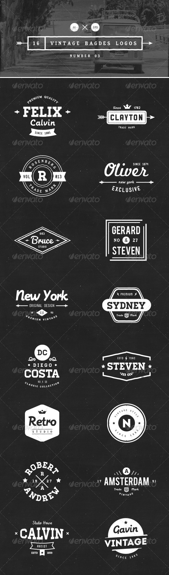 16 Vintage Badges Logos Number 03 (Badges & Stickers)