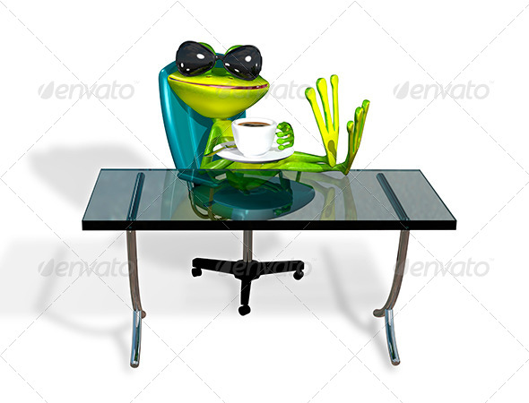 GraphicRiver Frog at a Table With Coffee 8409680 GraphicRiver Frog at a Table With Coffee 8409680