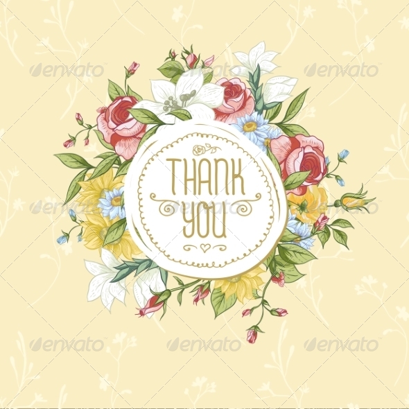 Vintage Greeting Card with Flowers Vintage Greeting Card with Flowers