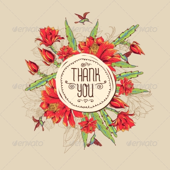 Card with Flowers and Hummingbirds Card with Flowers and Hummingbirds