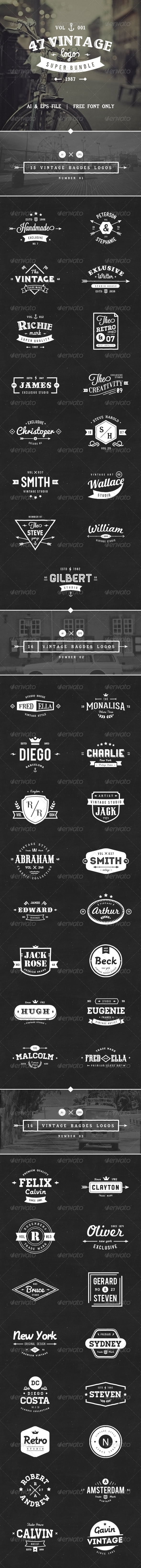 GraphicRiver 47 Vintage Logos Bundle 8411488 GraphicRiver 47 Vintage Logos Bundle 8411488