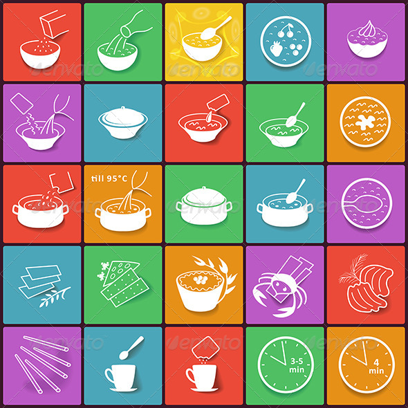 GraphicRiver Flat Fast Food Packaging Cooking Process Icons set 8417345 GraphicRiver Flat Fast Food Packaging Cooking Process Icons set 8417345
