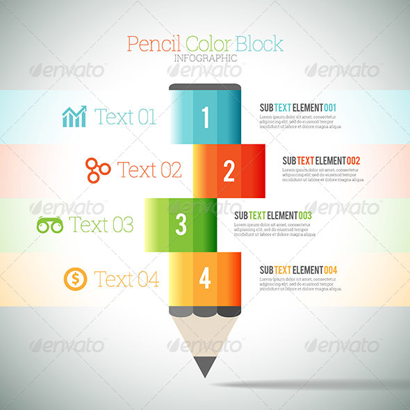 GraphicRiver Pencil Color Block Infographic 8417623 GraphicRiver Pencil Color Block Infographic 8417623