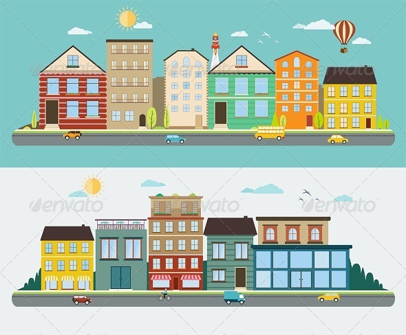 GraphicRiver Town Streets in a Flat Design 8418062 GraphicRiver Town Streets in a Flat Design 8418062