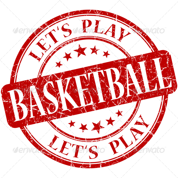 Basketball red vintage grungy isolated round stamp (Misc) Photo Download
