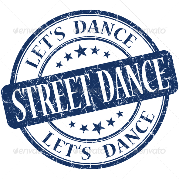 street dance blue vintage grungy isolated round stamp (Misc) Photo Download