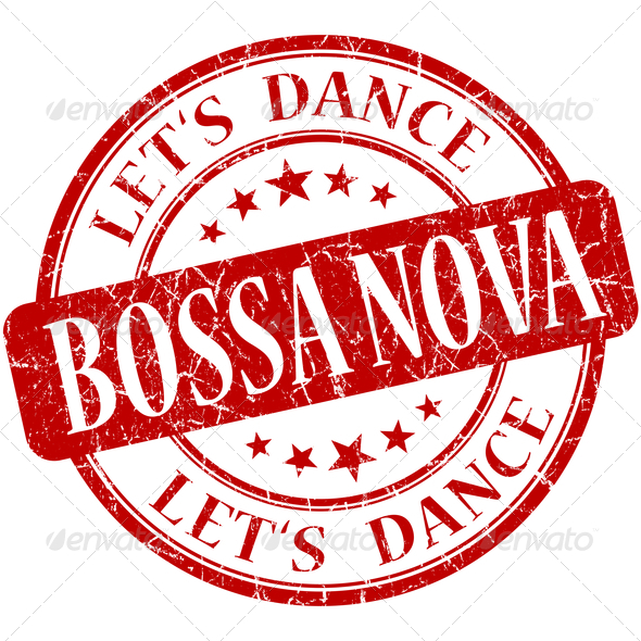 bossa nova red vintage grungy isolated round stamp (Misc) Photo Download