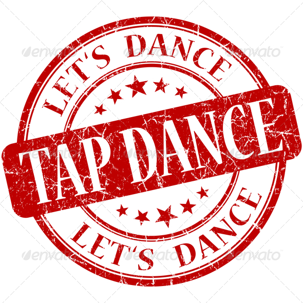 tap dance red vintage grungy isolated round stamp (Misc) Photo Download