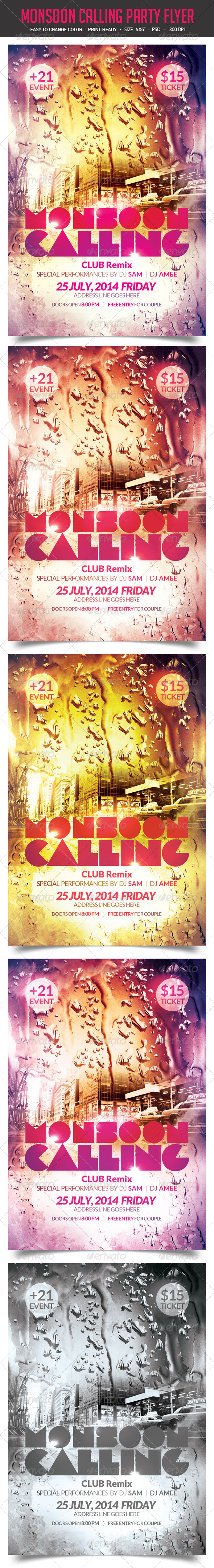 Monsoon Calling Party Flyer (Clubs & Parties)