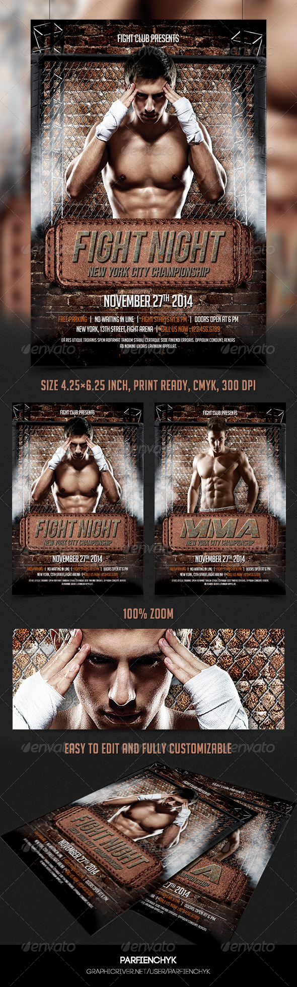 GraphicRiver Fight Night Flyer Template 8419410 GraphicRiver Fight Night Flyer Template 8419410