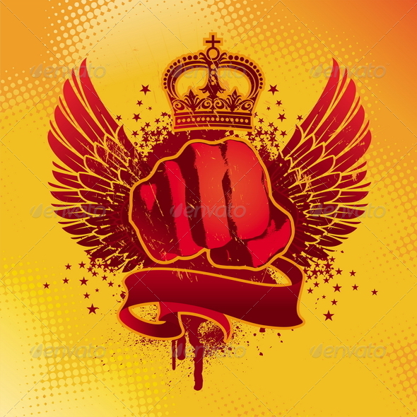 GraphicRiver Grunge Coat of Arms with Wings and Fist 8419533 GraphicRiver Grunge Coat of Arms with Wings and Fist 8419533