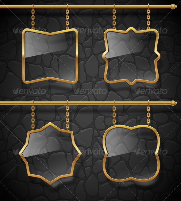 GraphicRiver Golden Frames with Glass Hanging on Chains 8419701 GraphicRiver Golden Frames with Glass Hanging on Chains 8419701