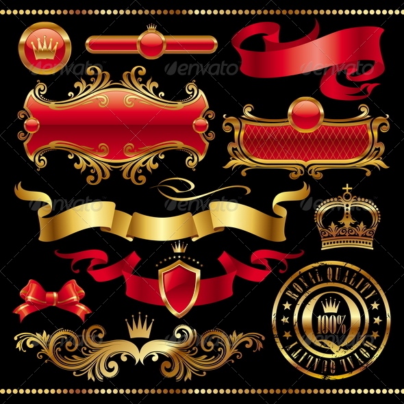 GraphicRiver Set of Golden Royal Design Element 8420094 GraphicRiver Set of Golden Royal Design Element 8420094