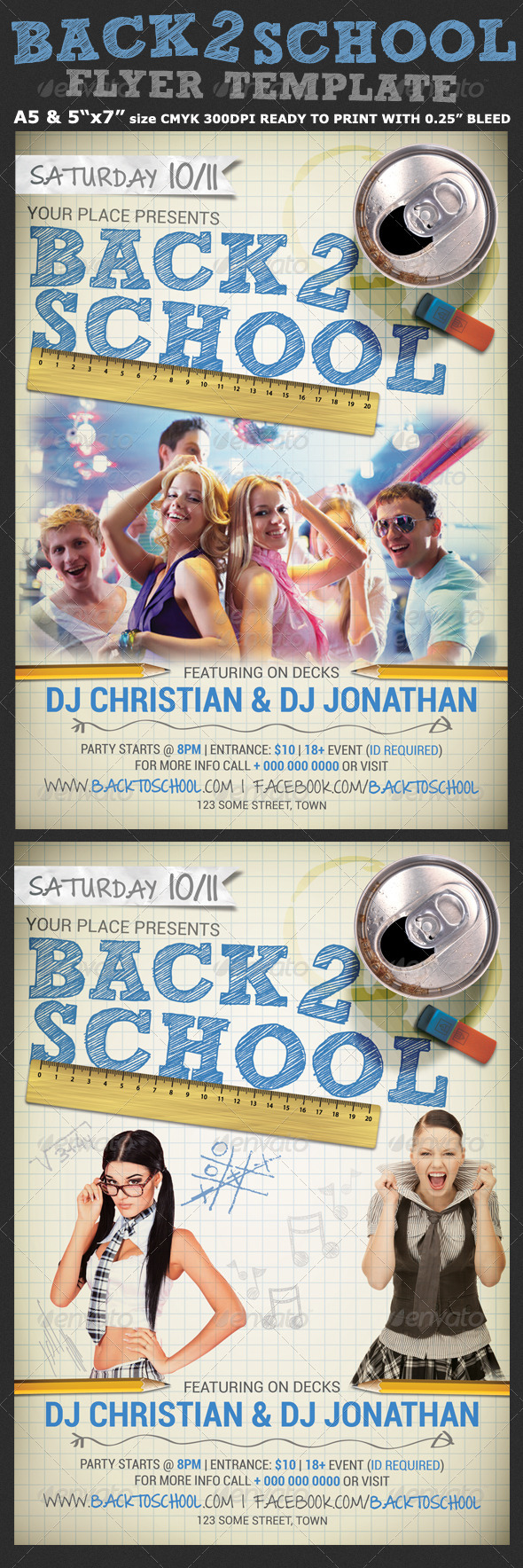 Back to School Party Flyer Template 4 (Clubs & Parties)