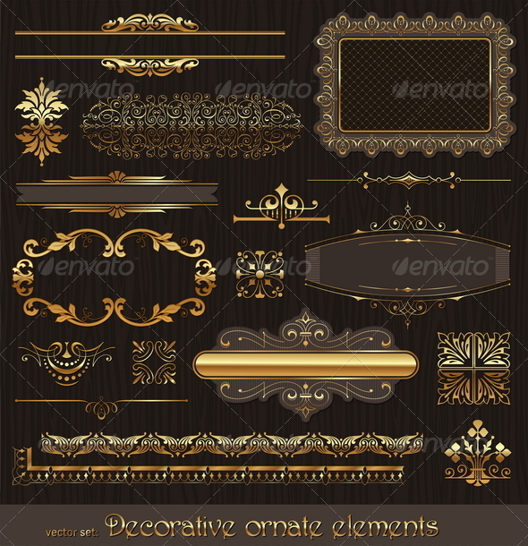GraphicRiver Set of Golden Page Decor Elements 8422819 GraphicRiver Set of Golden Page Decor Elements 8422819