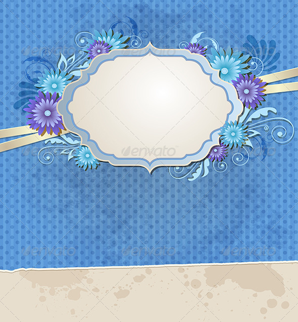 GraphicRiver Blue Vintage Ragged Paper and Flowers 8423023 GraphicRiver Blue Vintage Ragged Paper and Flowers 8423023