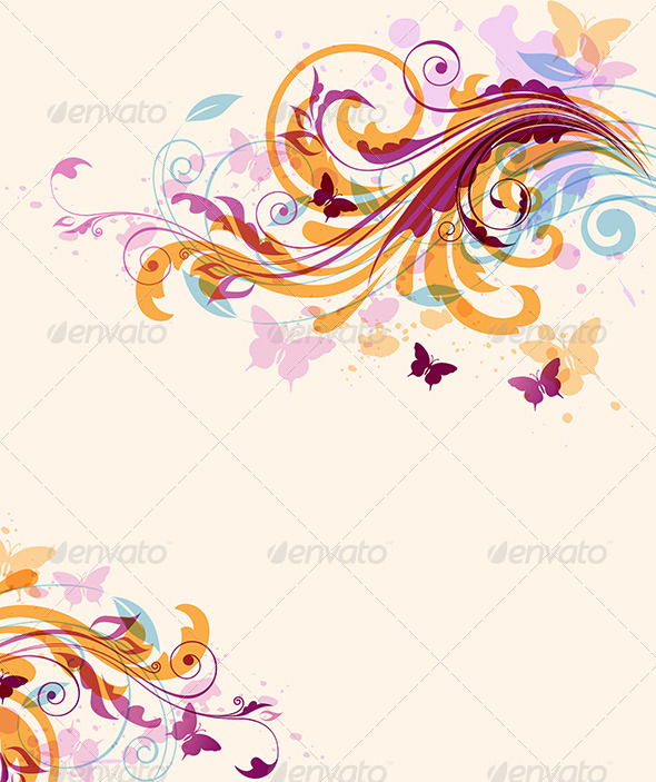 GraphicRiver Abstract Floral Background with Butterflies 8423382 GraphicRiver Abstract Floral Background with Butterflies 8423382