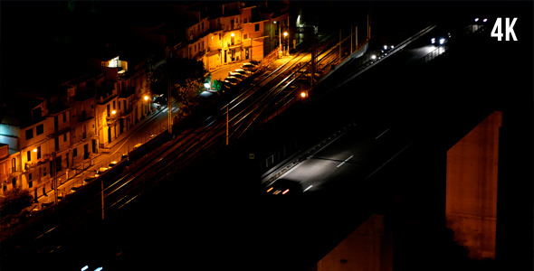 Cars On The Bridge In Night City Cars On The Bridge In Night City