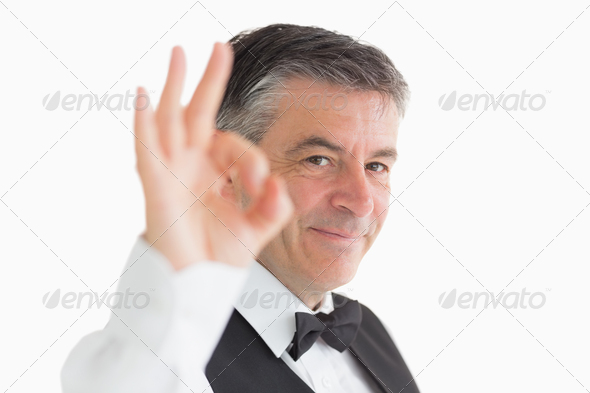 Waiter making ok sign to the camera (Misc) Photo Download