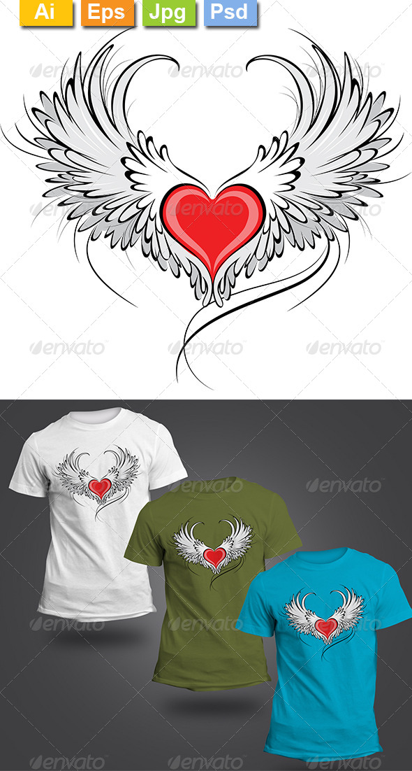 GraphicRiver Red Heart Angel 8427474 GraphicRiver Red Heart Angel 8427474