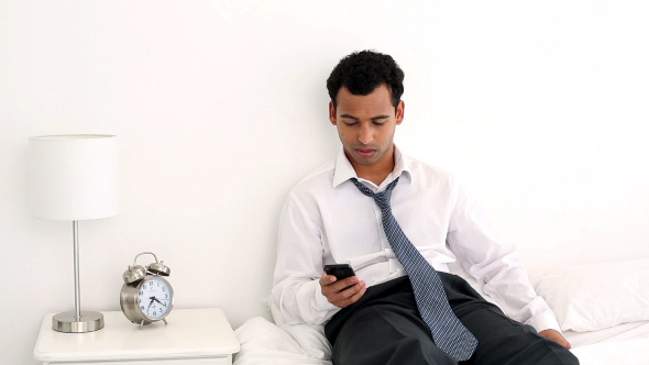 Happy Handsome Businessman Texting Happy Handsome Businessman Texting