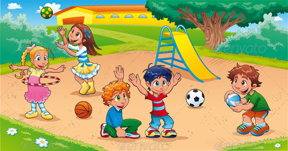 GraphicRiver Kids in the Playground 8428206 GraphicRiver Kids in the Playground 8428206