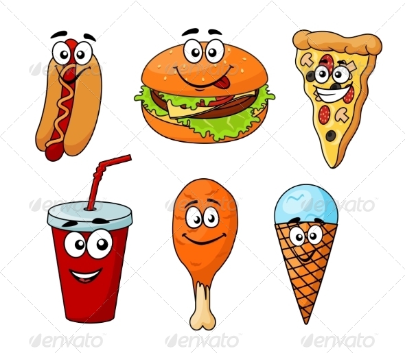 GraphicRiver Cartoon set of Fast Food Icons 8428398 GraphicRiver Cartoon set of Fast Food Icons 8428398
