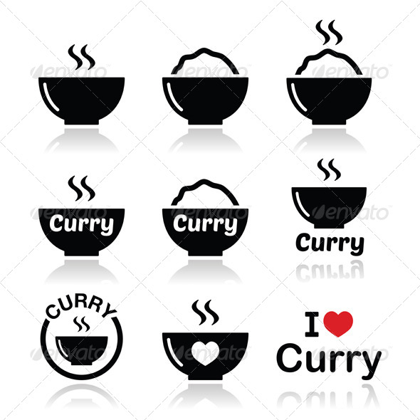 Spicy Indian Curry Icon Set Spicy Indian Curry Icon Set