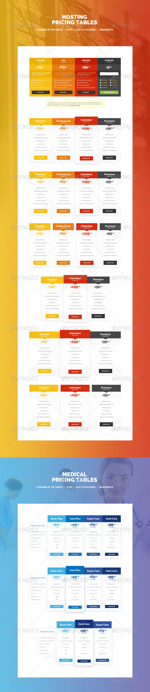 GraphicRiver Medical and Hosting Pricing Tables 8429527 GraphicRiver Medical and Hosting Pricing Tables 8429527
