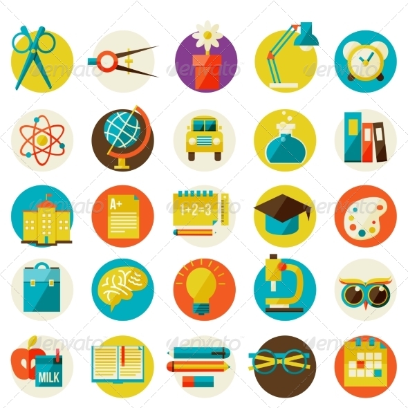 GraphicRiver Set of Flat School Icons 8429720 GraphicRiver Set of Flat School Icons 8429720