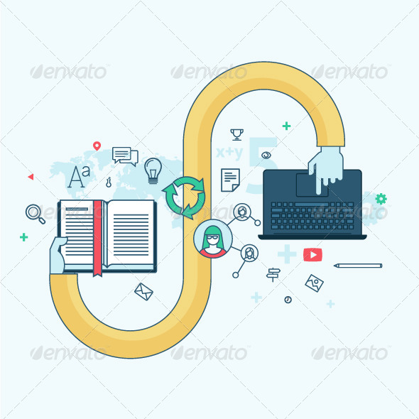 GraphicRiver Flat Line Concept for E-learning 8431221 GraphicRiver Flat Line Concept for E-learning 8431221