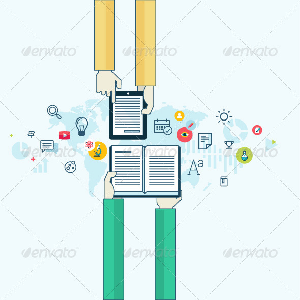 GraphicRiver Flat Line Concept for Online Education 8431237 GraphicRiver Flat Line Concept for Online Education 8431237