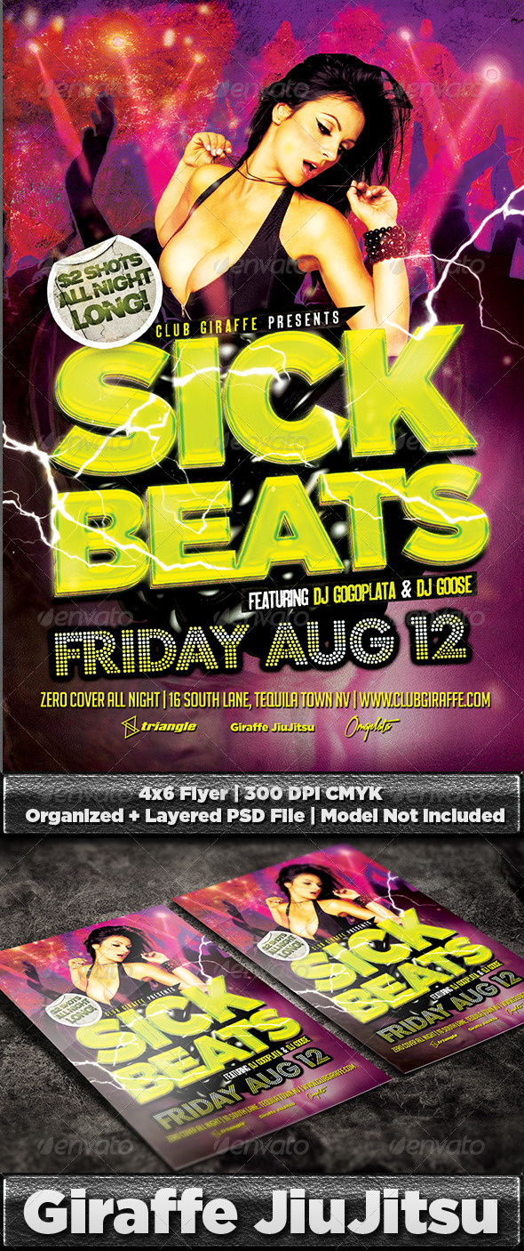 Sick Beats Flyer Template PSD (Clubs & Parties)