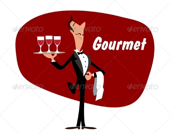 GraphicRiver Waiter with Wineglasses 8432186 GraphicRiver Waiter with Wineglasses 8432186