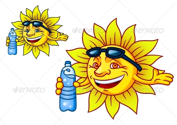 GraphicRiver Laughing Tropical Sun with Bottled Water 8432370 GraphicRiver Laughing Tropical Sun with Bottled Water 8432370