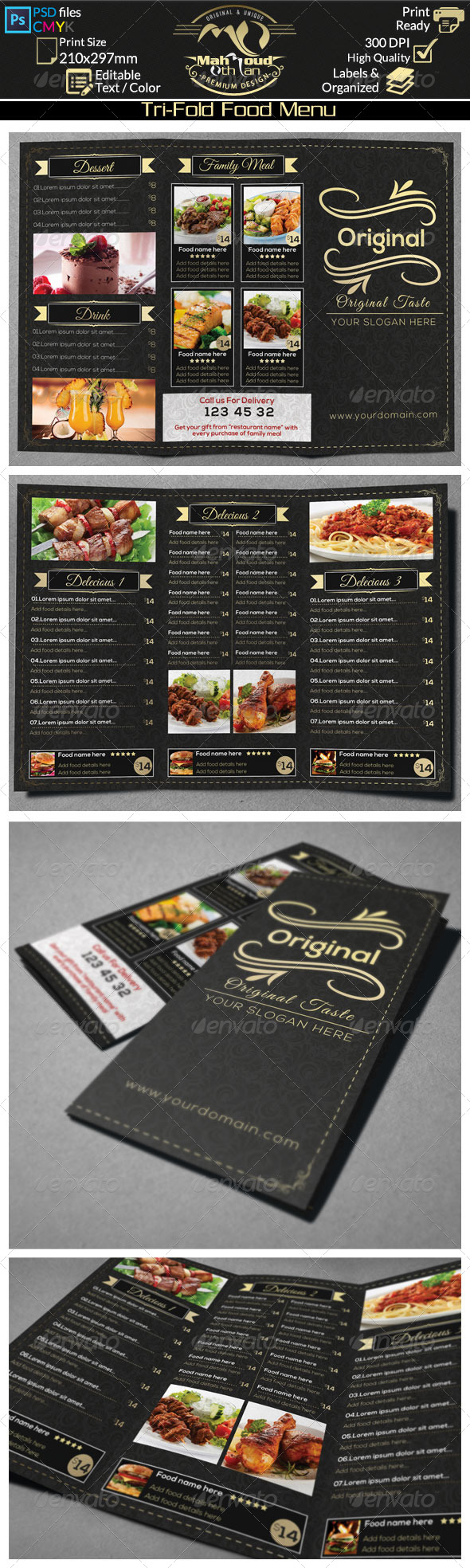 Restaurant Food Menu Trifold