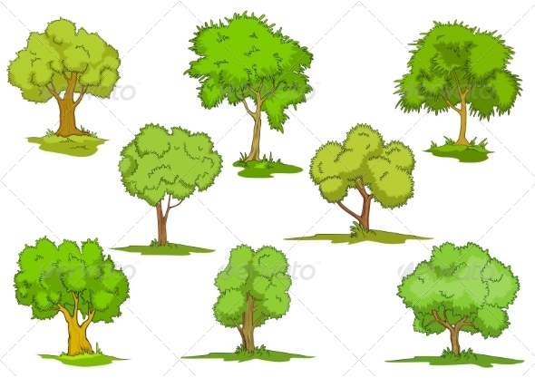 GraphicRiver Set of Leafy Green Trees 8432377 GraphicRiver Set of Leafy Green Trees 8432377