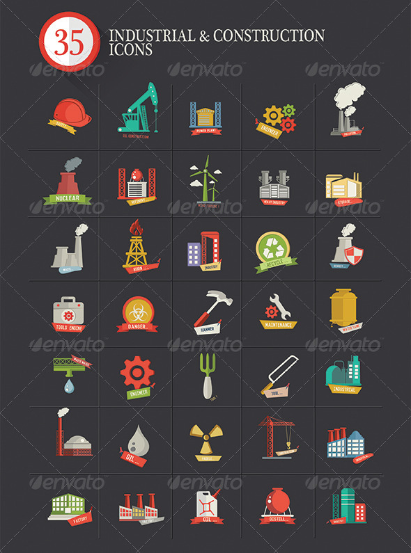 GraphicRiver 35 Industrial & Construction Icons 8433377 GraphicRiver 35 Industrial & Construction Icons 8433377