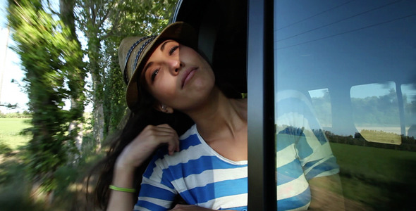 Woman Looking Out Window Car Vintage Woman Looking Out Window Car Vintage