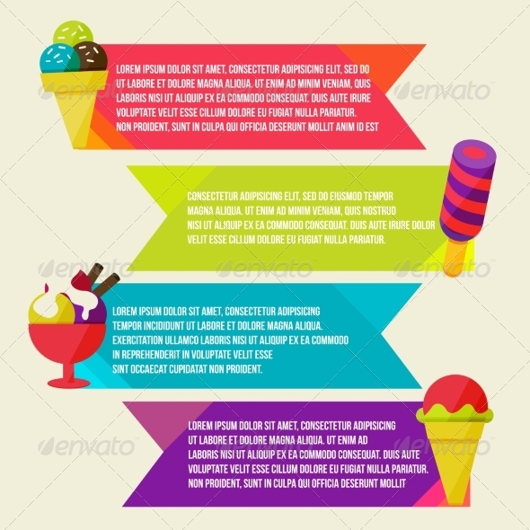 GraphicRiver Decorative Ice Cream Paper Banners Set 8434163 GraphicRiver Decorative Ice Cream Paper Banners Set 8434163