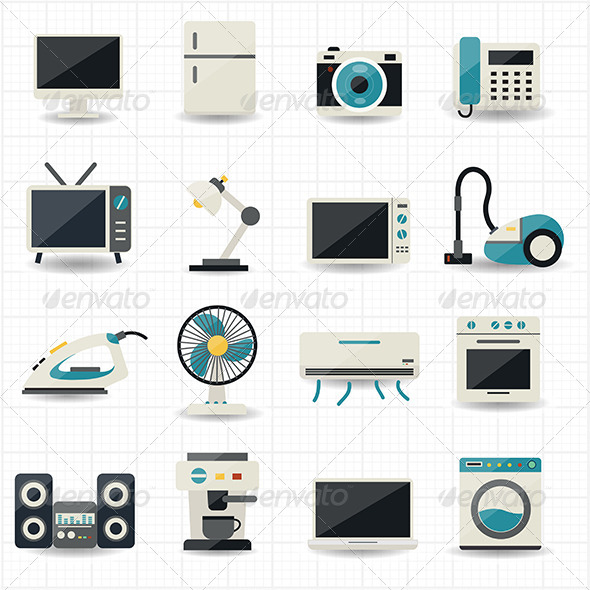 GraphicRiver Household Appliances and Electronic Devices Icons 8434466 GraphicRiver Household Appliances and Electronic Devices Icons 8434466