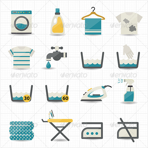 Laundry and Washing Icons Laundry and Washing Icons