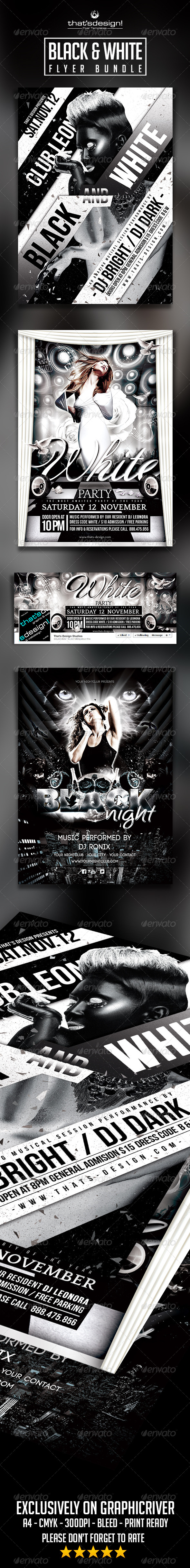 GraphicRiver Black and White Party Flyer Bundle 8435068 GraphicRiver Black and White Party Flyer Bundle 8435068