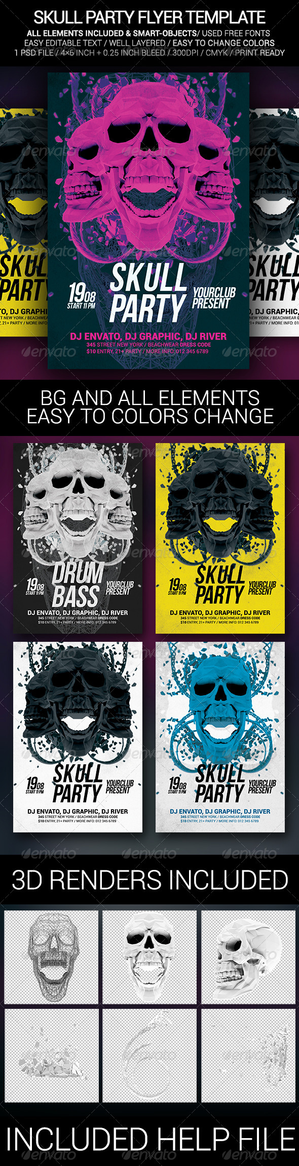 GraphicRiver Skull Party Poster Template 8435072 GraphicRiver Skull Party Poster Template 8435072