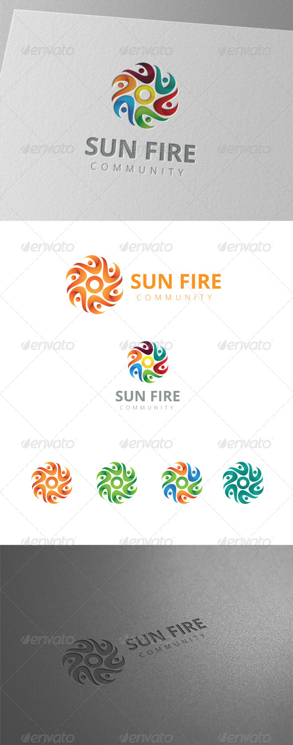 GraphicRiver Six Sun Fire People Community Logo 8436152 GraphicRiver Six Sun Fire People Community Logo 8436152
