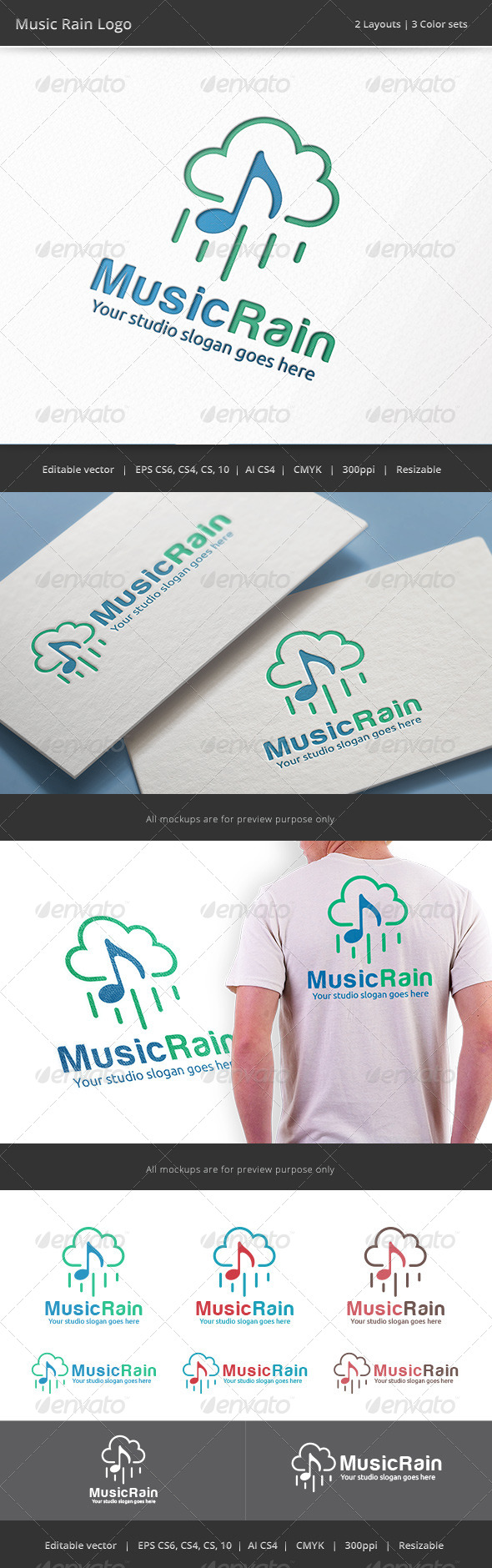 GraphicRiver Music Rain Logo 8436968 GraphicRiver Music Rain Logo 8436968