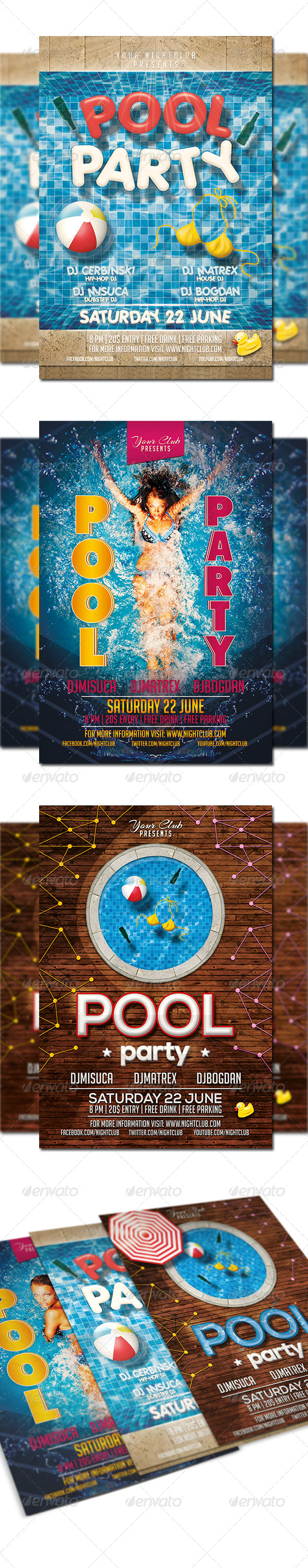 GraphicRiver Pool Party Flyer Bundle 8437108 GraphicRiver Pool Party Flyer Bundle 8437108