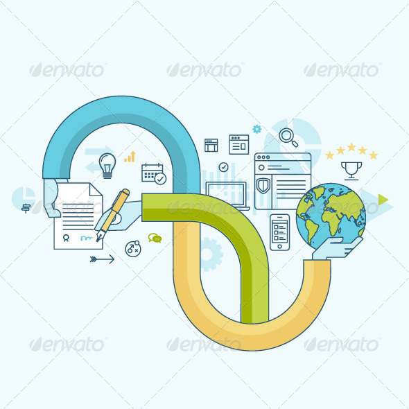 Flat Line Concept for Business Flat Line Concept for Business