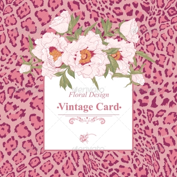 GraphicRiver Vintage Greeting Card with Blooming Flowers 8438487 GraphicRiver Vintage Greeting Card with Blooming Flowers 8438487