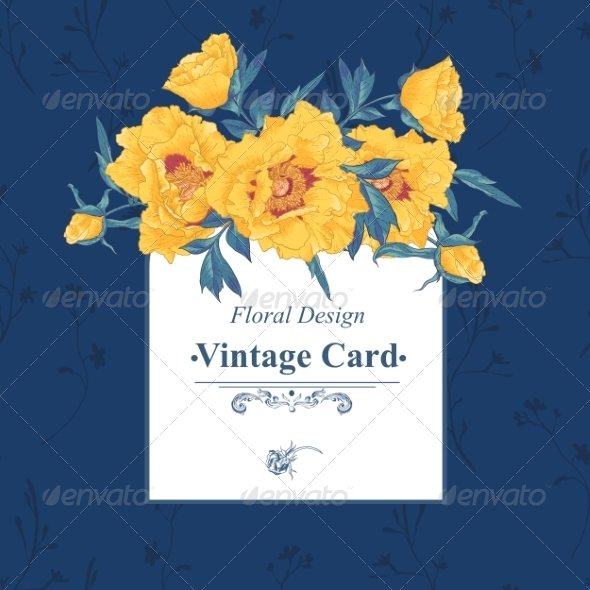 GraphicRiver Vintage Greeting Card with Blooming Flowers 8438566 GraphicRiver Vintage Greeting Card with Blooming Flowers 8438566